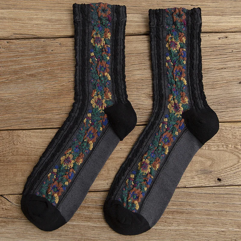 Новинка Лидер продаж Хлопковые носки для женщин с классическим цветочным