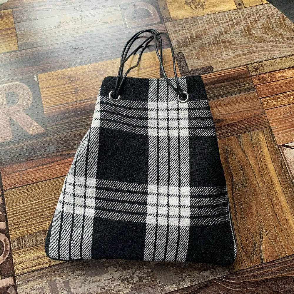 Новинка комплекты одежды их хлопка и льна Женская клетчатая сумка через плечо в