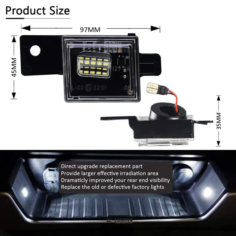

LED License Plate Lights for Chevy Silverado GMC Sierra 1500 2500HD 3500HD Colorado Canyon Pickup Truck Rear Tag Light