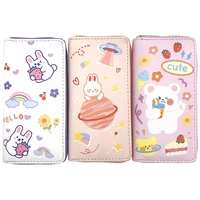 kandra cute cartoon rabbit pu leather wallet clutch purses for women 2021 new style long coin purse card holder zipper phone bag