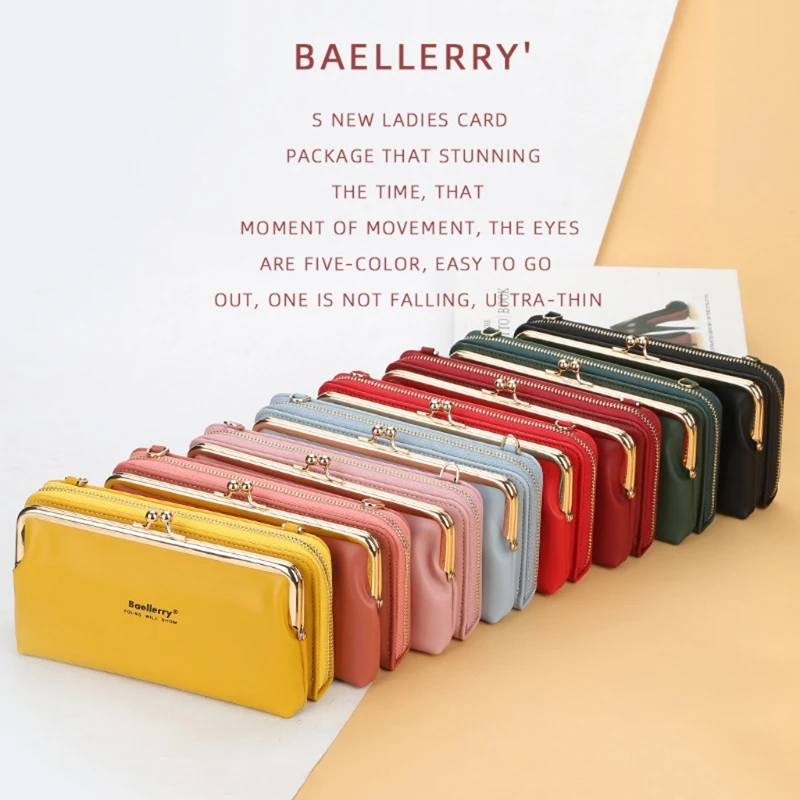 

Women PU Leather Clutch Long Wallet Business Credit Card Holder Shoulder Purse Handbag Large Capacity Zipper Bag