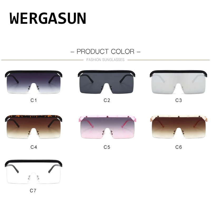 

WERGASUN Rimless Square Sunglasses Women Retro One Piece Sun Glasses Female Brand Designer Transparent Goggle Glasses Ladies