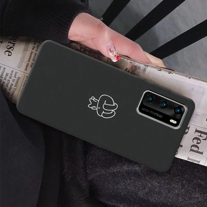 Черный силиконовый милый мультяшный чехол для Huawei P40 простой Pro Чехол Lite E|Бамперы|