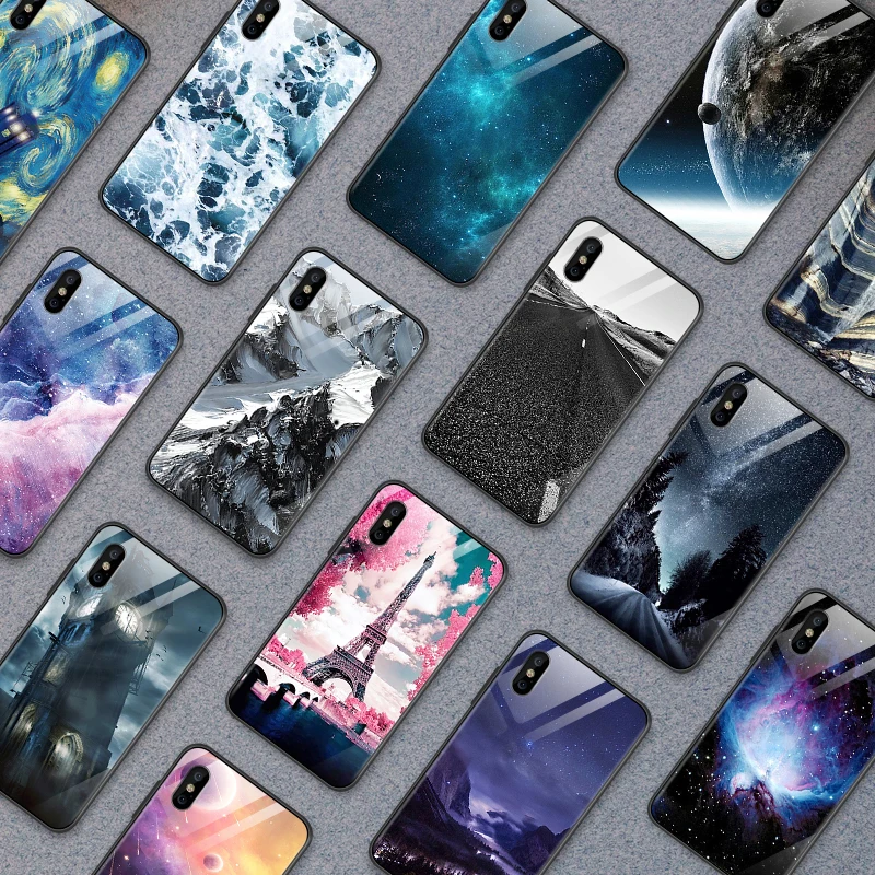 Для iPhone 5S SE 6 6S 7 8 Plus XR XS MAX задняя крышка из закаленного стекла для Meizu M6 M5 M8 M9 Note 16th