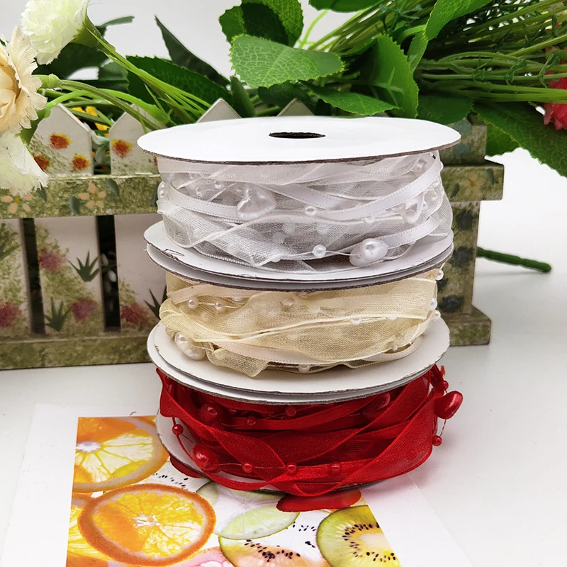 Искусственный жемчуг выслушиваемые бусины цепь Organdy Organza Garland DIY Свадебная