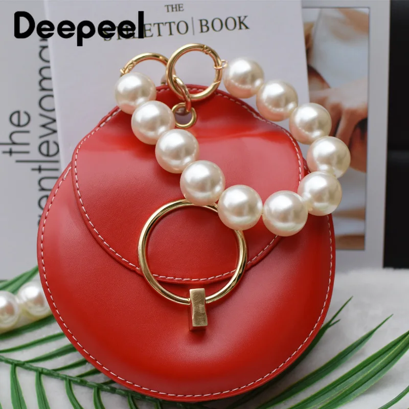 

2pcs Deepeel 30-110cm Pearl Chain Handbag Shoulder Strap Female Bag Bead Decoration Chains Hardware Sewing Handle Accessories