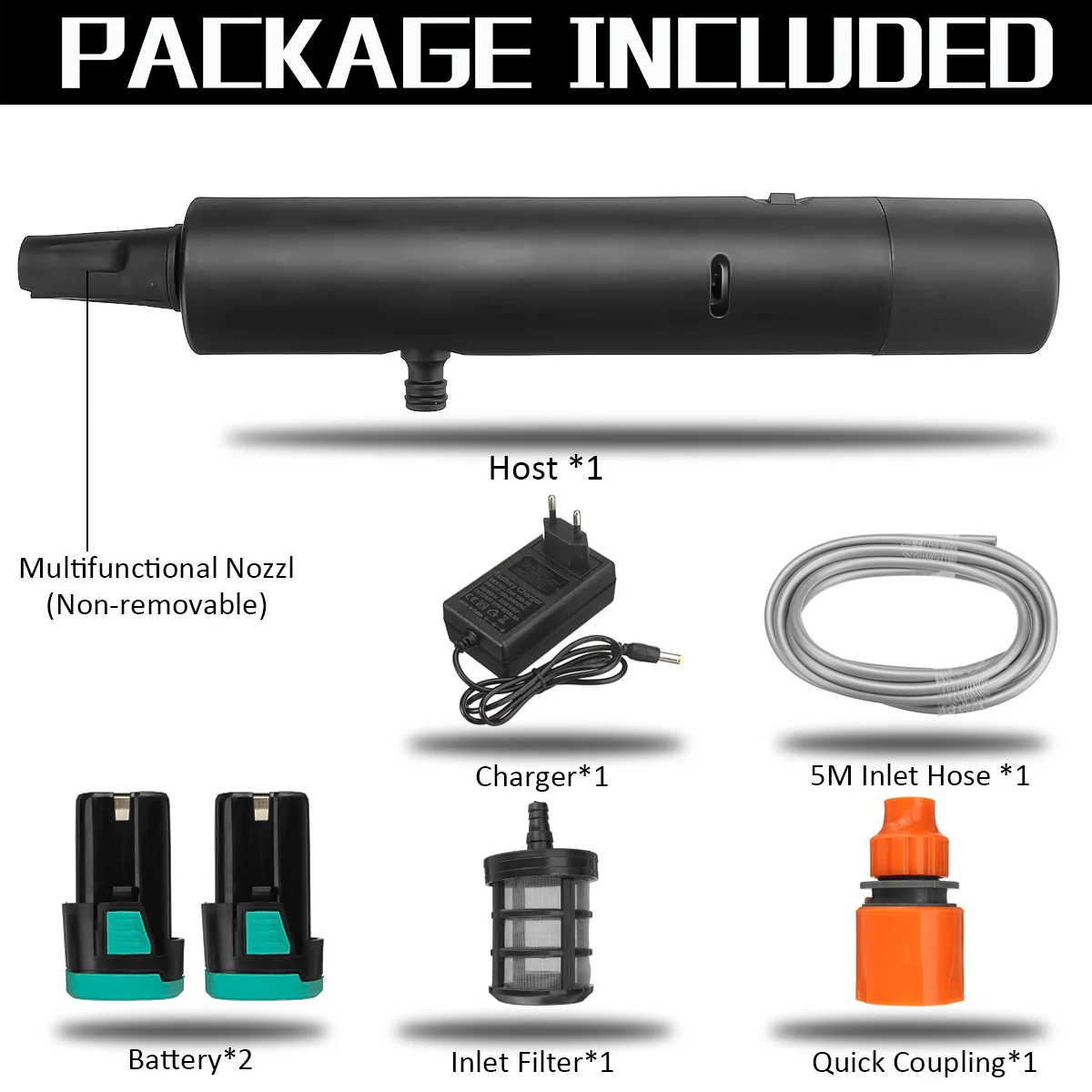 Скидка 1000 Вт, 50 бар, портативная беспроводная лампа высокого давления с литий-ионной батареей 10000 мАч, 4 л/мин, Электрический очиститель воды для авт...