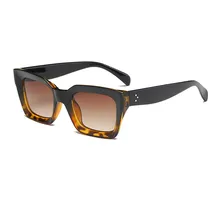 2021 Square Small Retro Sunglasses Women Cat Eye Brand Designer Sun Glasses Ladies Rivet Clear Shade