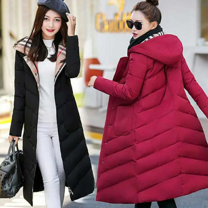 2019 Зимняя парка пуховое хлопковое Женское пальто с капюшоном зимняя Длинная