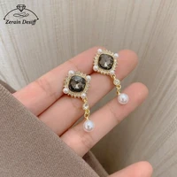 elegant retro rhinestone pearls simple earrings female earrings 925 silver needle earrings baroque jewelry earrings bride