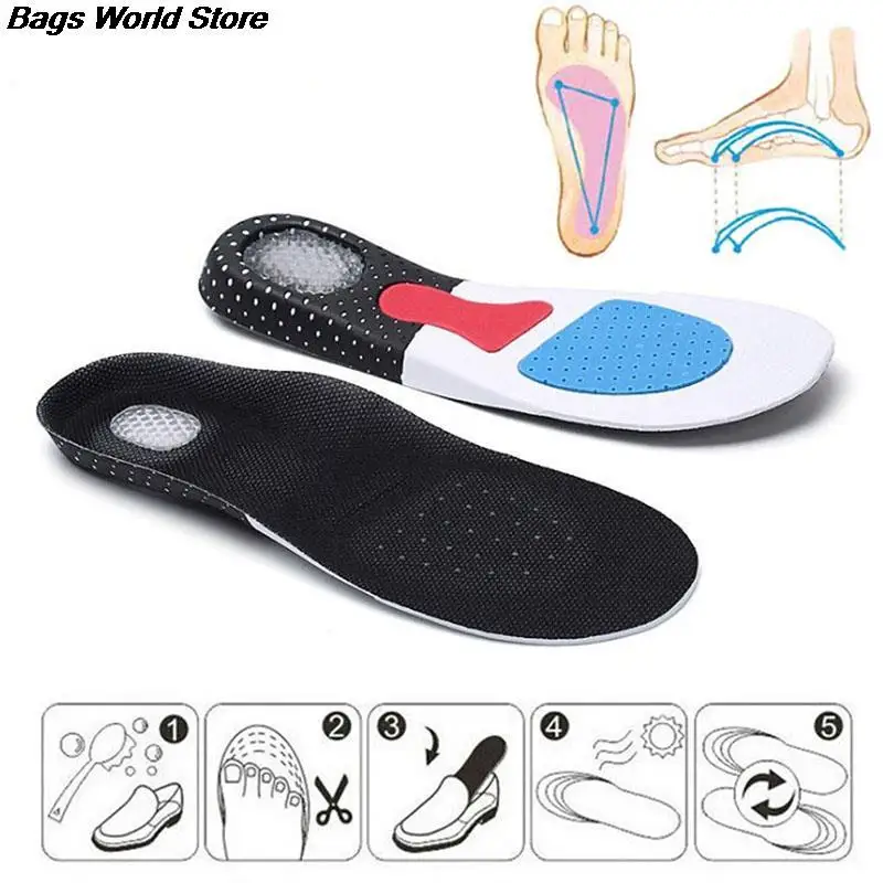 

1pair Unisex Solid Silicone Gel Insoles Foot Care for Plantar Fasciitis Heel Spur Sport Shoe Pad Insoles Arch Orthopedic Insole