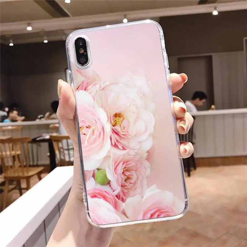 

Peony rose pink flower Phone Case Transparent soft For iphone 5 5s 5c se 6 6s 7 8 11 12 plus mini x xs xr pro max