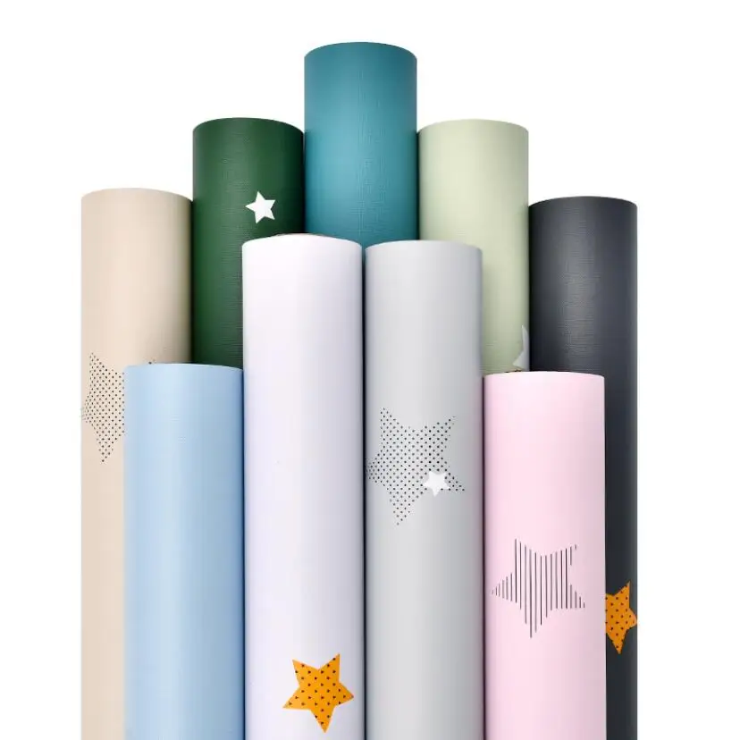 Мультяшная Милая звезда настенная бумага сделай сам для детской комнаты розовая