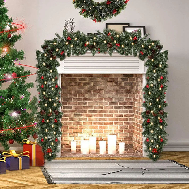

Christmas Garland Decoration for Stairs Fireplace Fir Pine Garland for Indoor&Outdoor Xmas Tree with LED Light(1.8M)