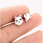 Новинка 2021, серьги с мультяшными животными и оленями, маленькие серьги в виде снежинок для девочек, детские рождественские украшения из нержавеющей стали, женская подвеска