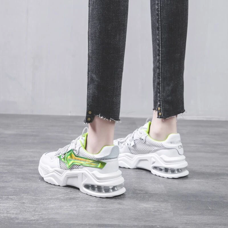 Женские кроссовки из натуральной кожи летние сетчатые на платформе брендовые