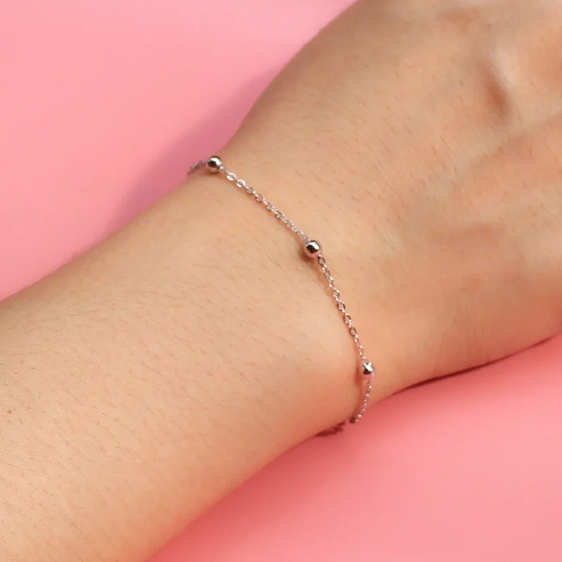 Браслет из серебра 100% пробы с бусинами для женщин|Гибкие и жесткие браслеты| |