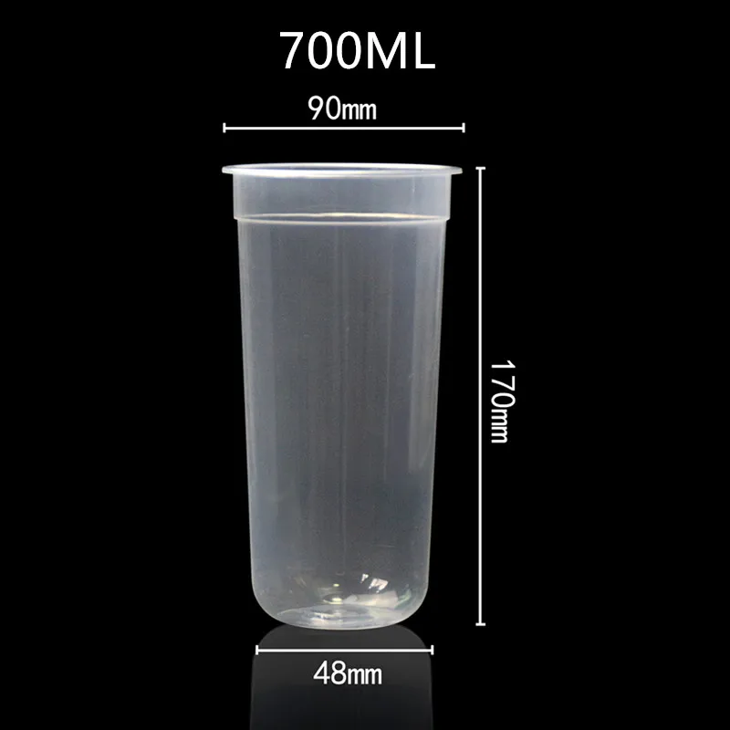 

50pcs High quality 500ML U shape milk tea cup thick plastic disposable drinking cups birthday party favors dessert yogurt cup