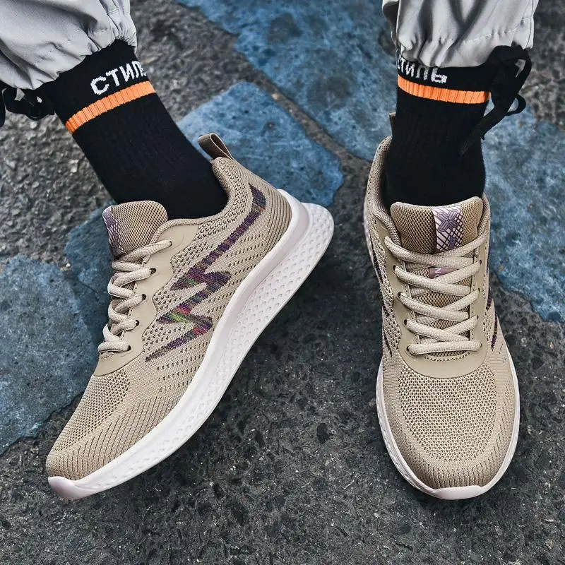 

Fashionable Running Shoes Men's Flying Textile Sneaker Men Breathable Mens Shoes Cushioning Lightweight High Quality Sneakers