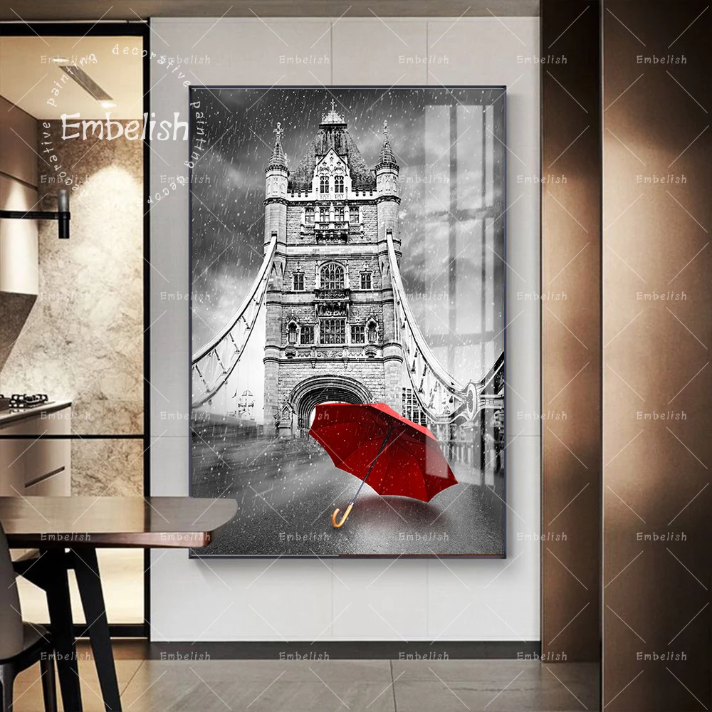 

1 Pieces Black And White London Tower Bridge Landscape Wall Art Posters For Living Room Modern Home Decor Poster Canvas Painting