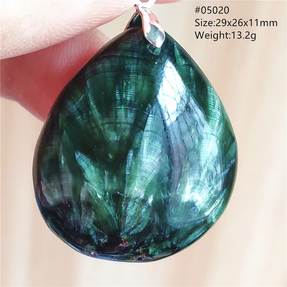 Натуральный зеленый Серафинит ожерелье женский кулон камень капля воды Кристалл