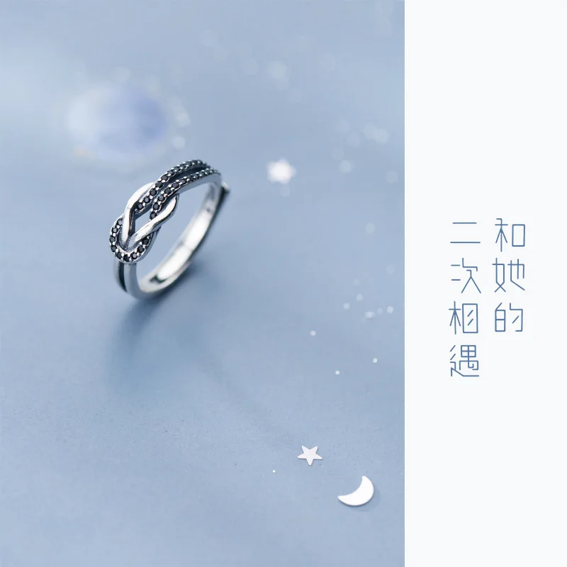 Trustdavis 100% 925 однотонные Настоящее Стерлинговое тайское серебро узел черный CZ