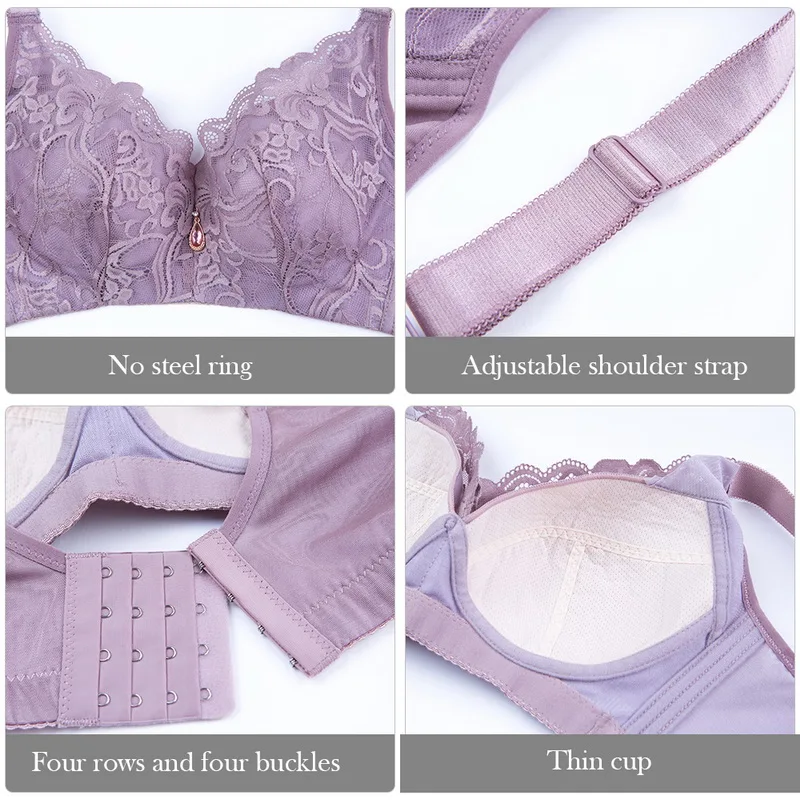 

Women Sport Bra Top Full Cup Sports Underwear Push Up Wireless Adjustable Lace Breast Cover C D Cup Plus Size Lace SportsBras