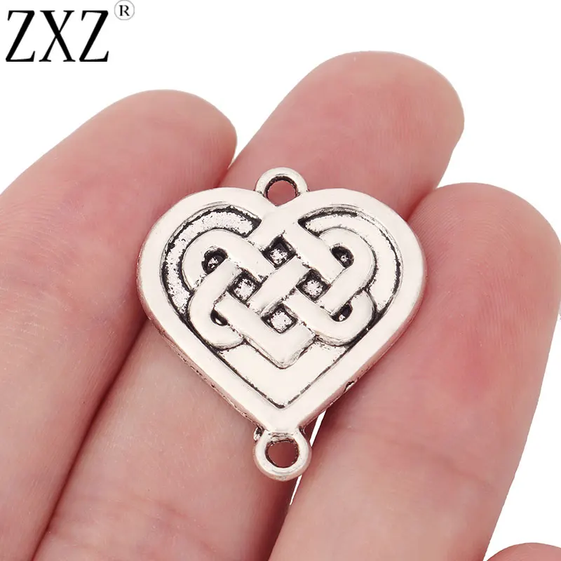 ZXZ 10 шт. тибетский серебряный китайский узел сердце соединитель шармы для