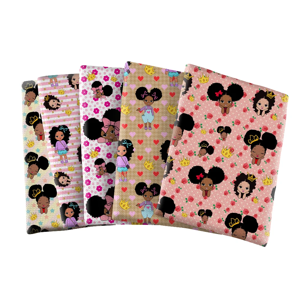 Пузырчатая ткань черного цвета с принтом для маленькой девочки полиэстер из