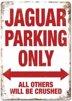 pottelove jaguar parking white metal wall sign plaque garage classic car jag etype