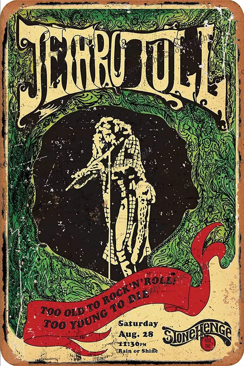 

Cartel retro de Jethro-Tull Too Old to Rock N Roll Too Young to Die de , para de pared, para bar, dormitorio, oficina, hotel