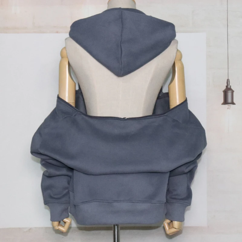 Женские двусторонние толстовки флисовый свитшот с капюшоном пуловер спортивный