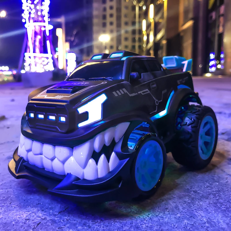 Blue Радиоуправляемый автомобиль Вождение спортивные автомобили привод 2,4 г 360 ° поворотный пульт дистанционного управления автомобиль дьявол большой зуб внедорожная электрическая игрушка для детей подарок - Цвет: Blue