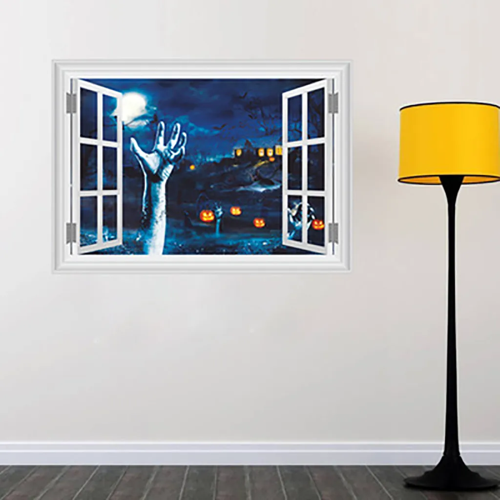 Стикеры для украшения дома на стену современный Хэллоуин стеклянный виниловый