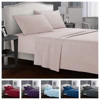 luxury 34pcs polyester deep pocket up to 14 inches solid bedding sheet set fitted sheet pillowcases twin full queen king