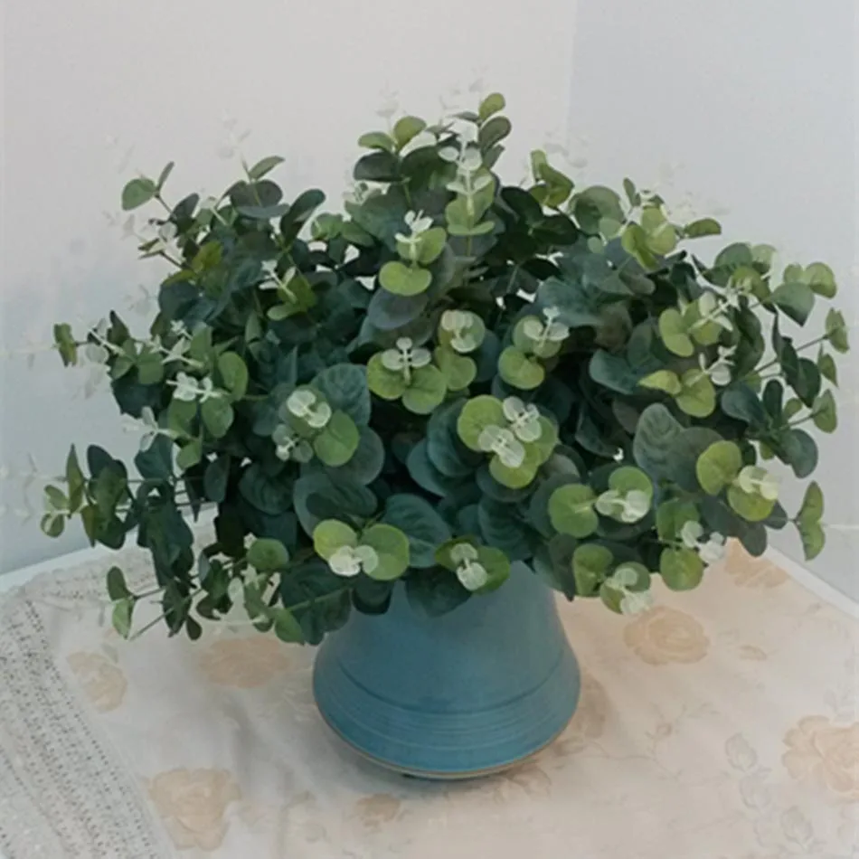 20 heads/комплект зеленый эвкалипта короткие филиал Искусственные цветы весна