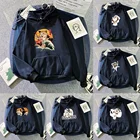 Толстовка с капюшоном, Модные свитшоты с длинным рукавом, капюшон, милый мультяшный котенок, теплый Свободный пуловер с капюшоном, топы, универсальная уличная одежда