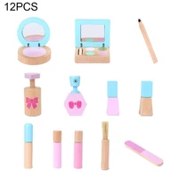 1 set 12pcs kids wooden pretend role play makeup beauty playset funny simulation cosmetics toy makeup accessory for girls gifts