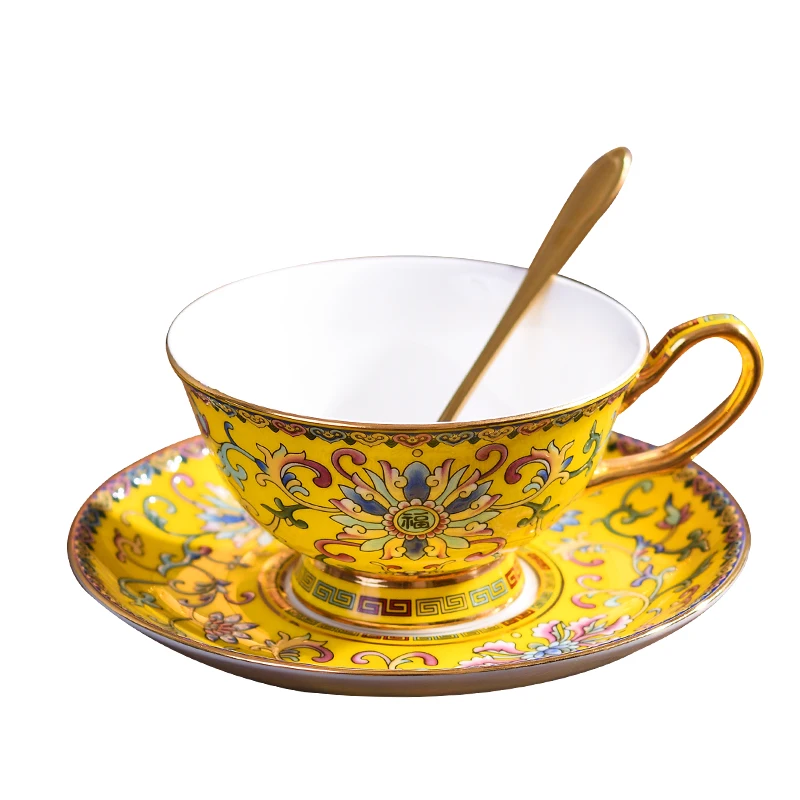 Набор керамических кофейных чашек эмалированного цвета европейская ретро чашка