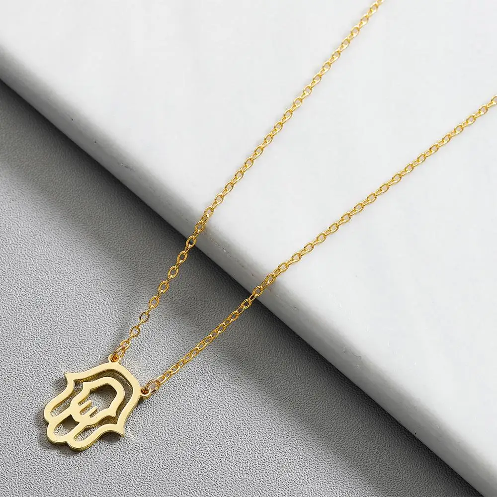 Чандлер дьявол Хамса ожерелье Йога Длинная цепочка Ожерелье Полые Ручные