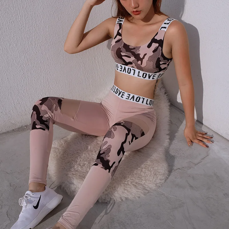 

Women Sport Suit Women Fitness Clothing Sport Yoga Bra Set Gym Yoga Suits Sportswear Running Leggings Camouflage Ladies Yoga Set