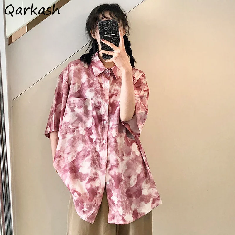 Рубашки женские с коротким рукавом шикарные Свободные повседневные