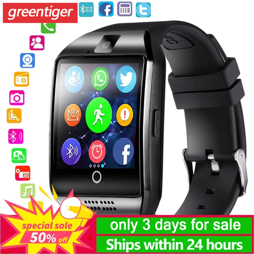 Умные часы Q18 с Bluetooth мужские сенсорным экраном большой аккумулятор поддержка TF Sim