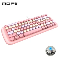 Cute Mechanical Keyboard Wired Punk Round Keycaps Blue Switch Gamer Keyboards With Backlight For Laptop Notebook Mac