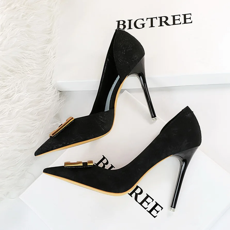 Купи BIGTREE Shoes Metal Kitten Heels Hollow High Heels Woman Pumps Sexy Party Shoes Women Heels Stiletto Women Sandals Plus Size 43 за 1,003 рублей в магазине AliExpress