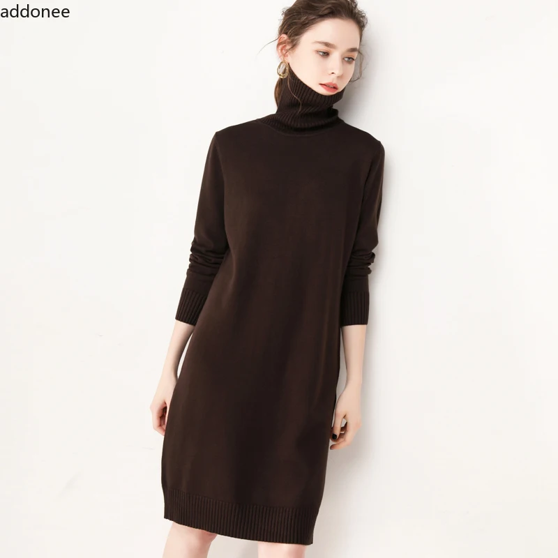 Женское короткое платье с длинным рукавом addonee трикотажное свободное в Корейском