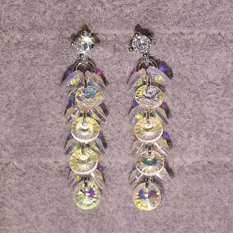 

Fashion Bohemian Long Rarrings Female Holiday Style Multi-Layer Round Beaded Crystal Jewelry Earrings Trendy Jewelry Earrings