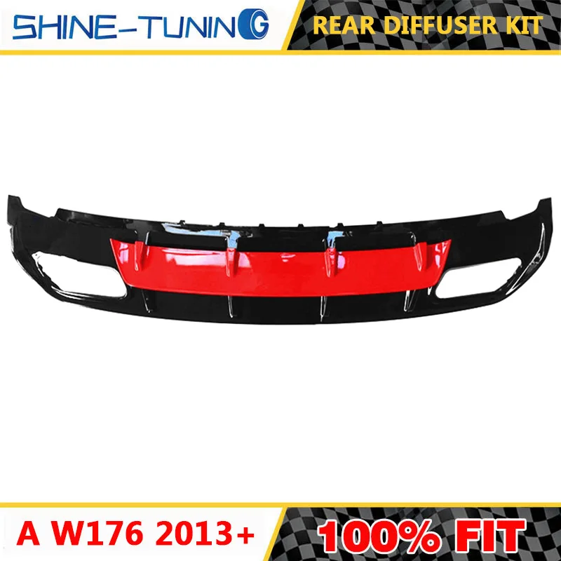 Подходит для класса W176 A45 2013-IN rear bupmer diffuser kit из нержавеющей стали 4 выпускных наконечника выхлопа A200 A220 A250 - Цвет: Red