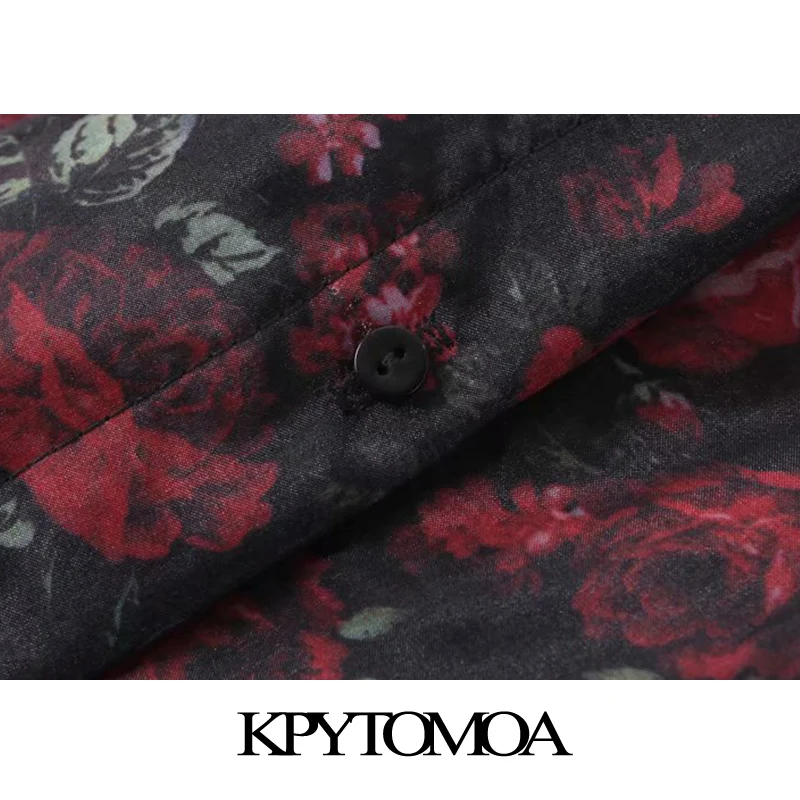 Vintage Stylish Floral Print Organza Blouse Women Fashion Lantern Sleeve See Through Sexy Female Shirts Blusas Chic Tops