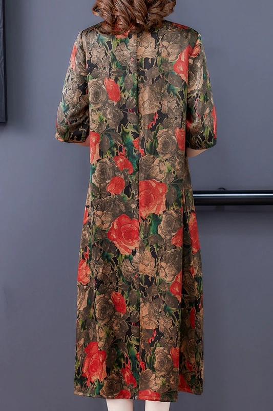 

COIGARSAM 4XL Plus Size Loose Women dress New Summer Dresses Blue Red 9122